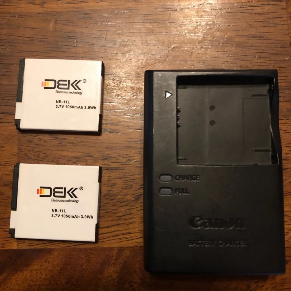 Canon Black Battery Charger with White DBK NB-11L Replacement Batteries